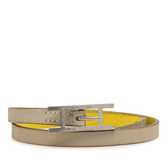 Hermes Beapi Double Tour Leather Metal Bracelet - Picture 1 of 7